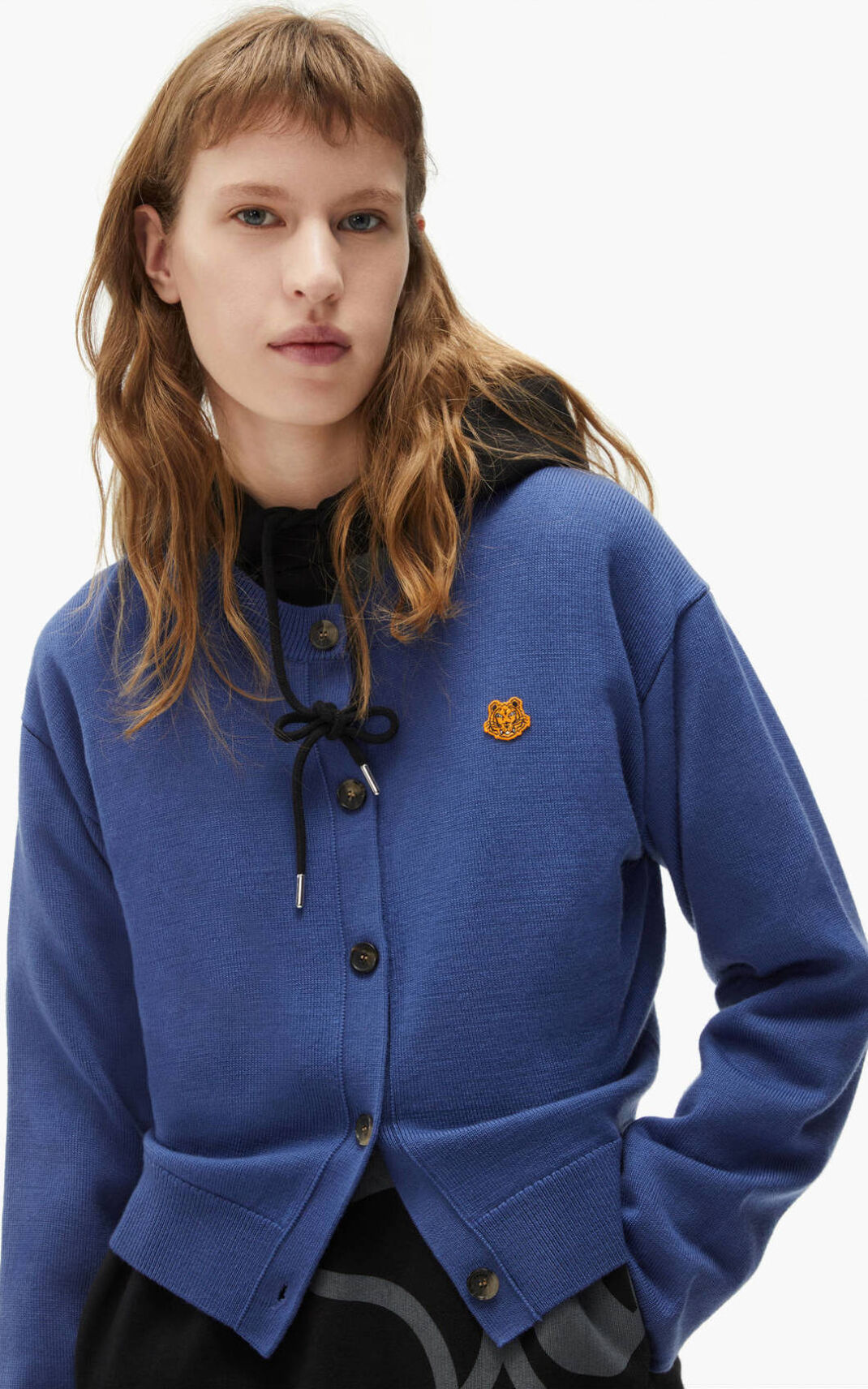 Kenzo Tiger Crest merino wool Cárdigan Mujer Azules | 3740196-EF